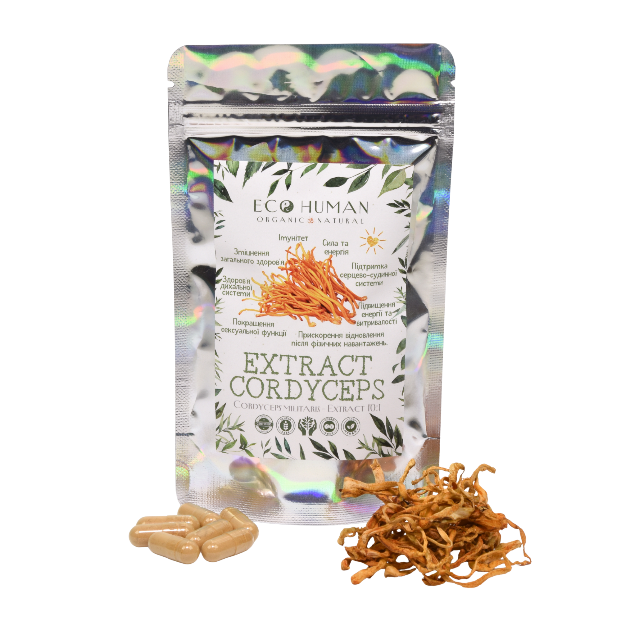 Cordyceps Extract 10:1, Cordyceps Extract 10:1, EcoHuman, 500 mg, 60 capsules