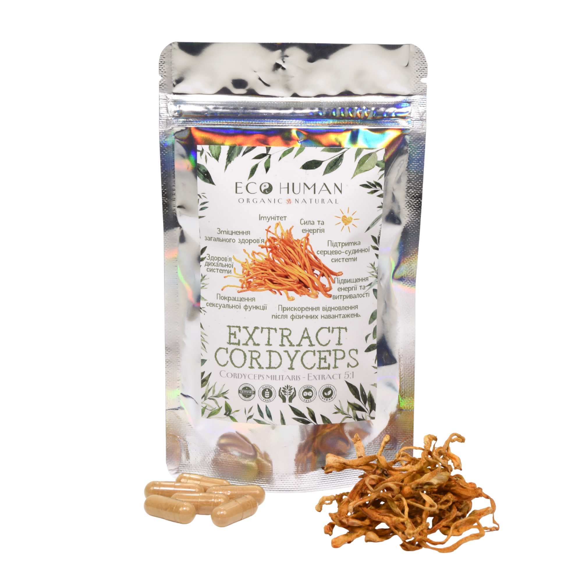 Cordyceps Extract 5:1, Cordyceps Extract 5:1, EcoHuman, 500 mg, 60 capsules