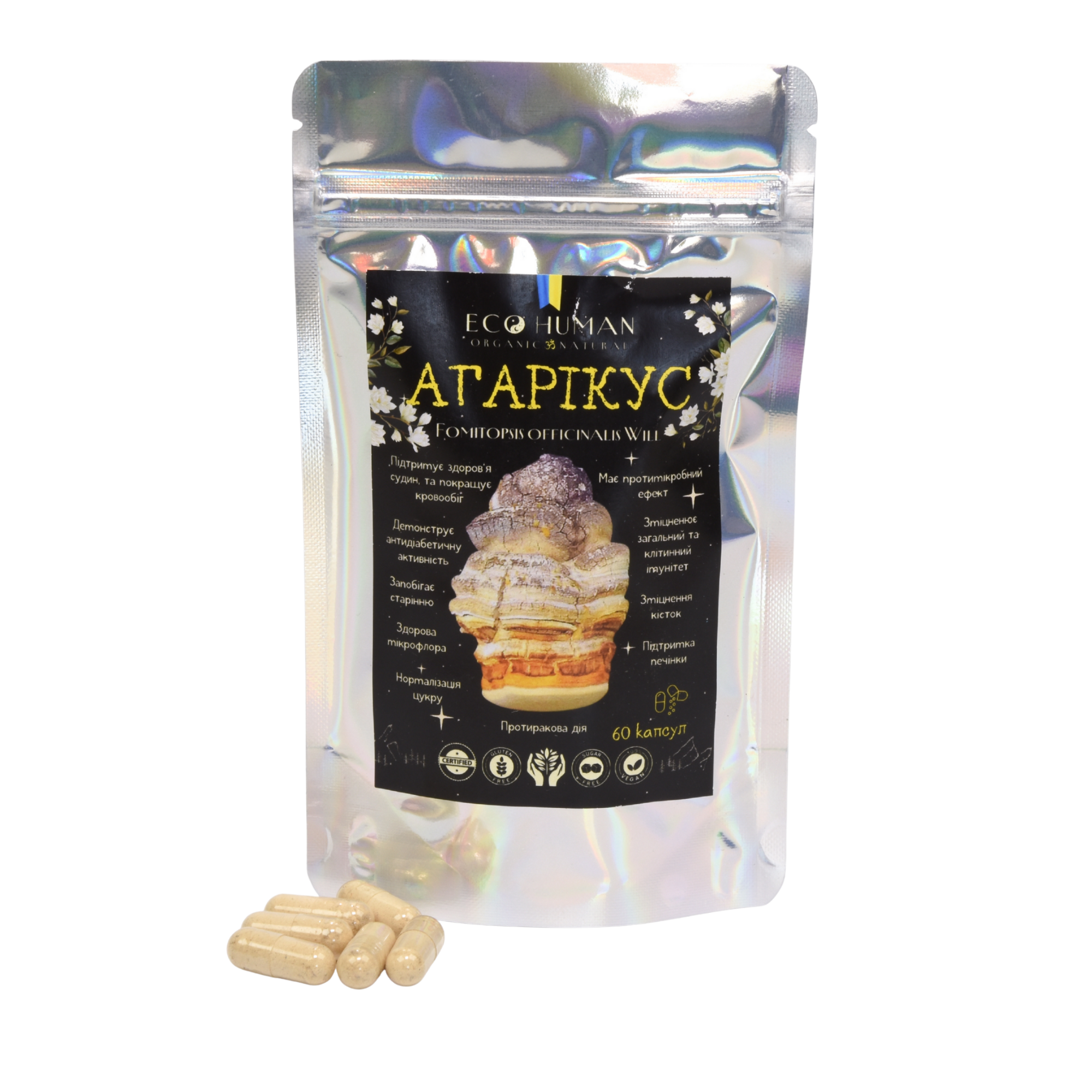 Agaricus, Agaricus, EcoHuman, 500 mg, 60 capsules