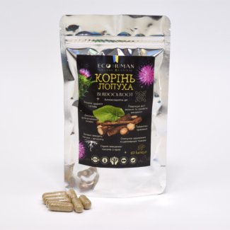 Корень лопуха, Burdock Root, EcoHuman, 500 мг, 60 капсул