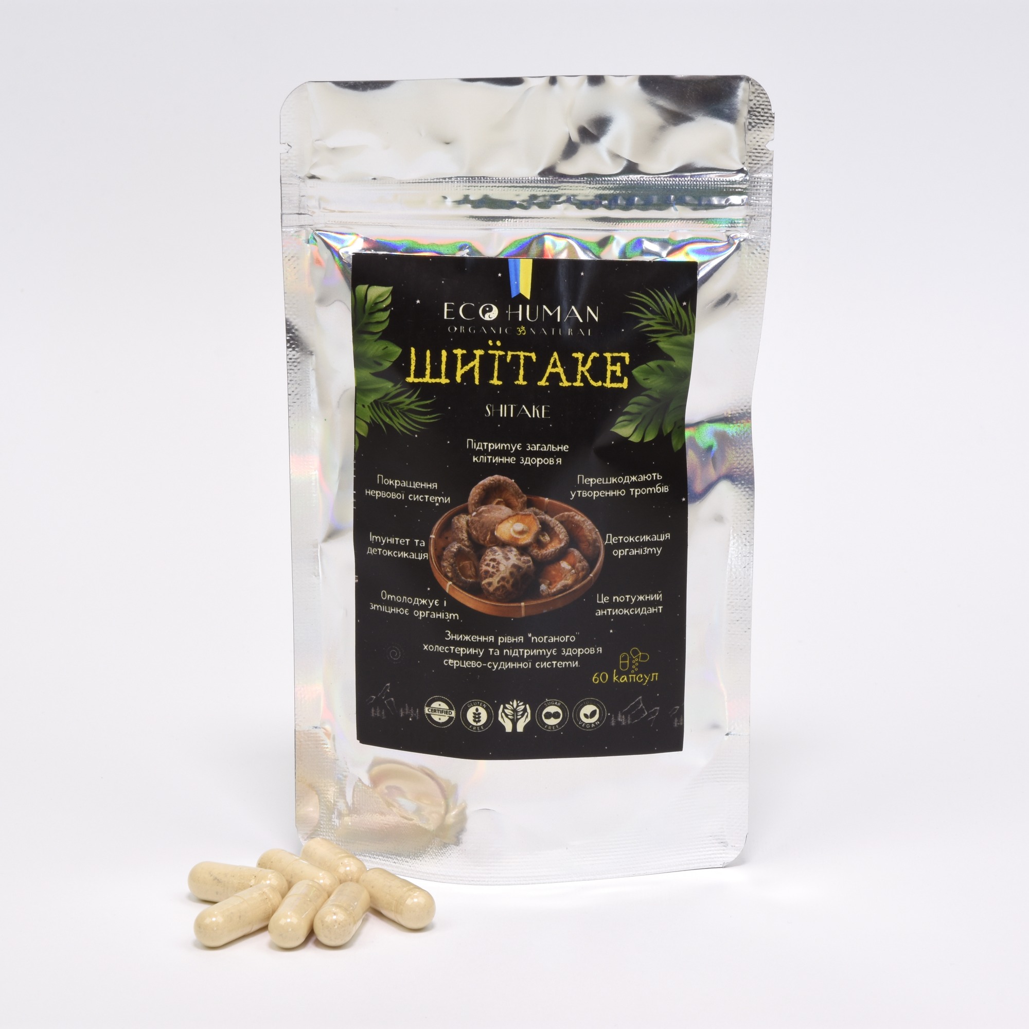 Shiitake, Shiitake, EcoHuman, 500 mg, 60 capsules